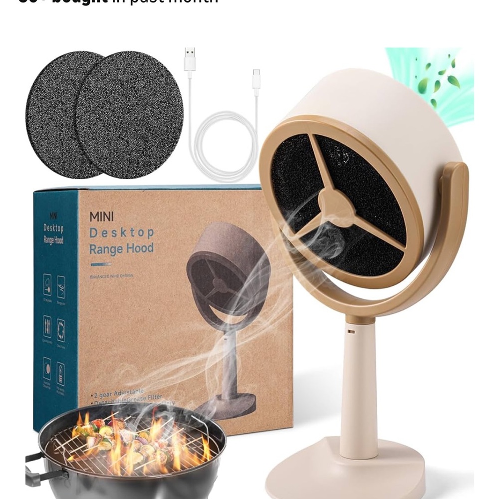 Mini Desktop Range Hood with Filter - Cream